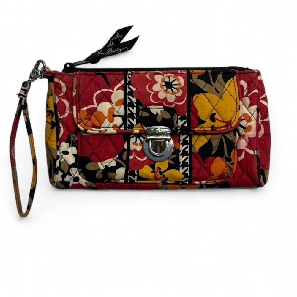Vera Bradley push lock red floral wristlet wallet